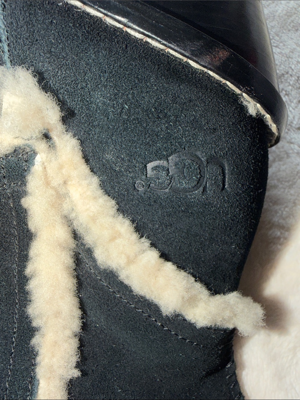 UGG Australia Aubrie Suede Shearling Wedge Knee High Boots Black Size 9.5 - Picture 2 of 15